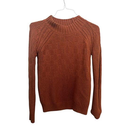 prAna Women's Red Mock Neck Raglan Sleeve Sky Meadow Sweater Size XS - Picture 3 of 7